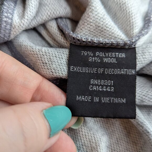 Mondetta Wool Blend Pullover Gray Striped Hoodie Womens Size Medium - Picture 9 of 14